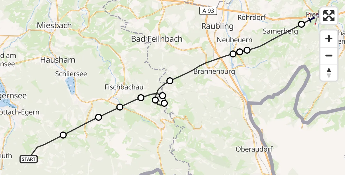 Flugroute Polizeihubschrauber Rottach-Egern - Frasdorf, 09 Oktober 2026, 08:49
