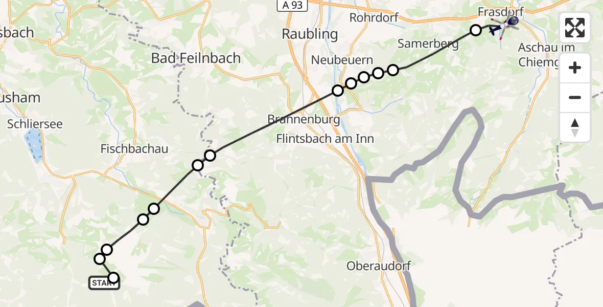 Flugroute Polizeihubschrauber Schliersee - Frasdorf, 09 Oktober 2026, 08:52