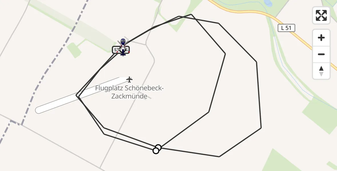 Flugroute Polizeihubschrauber Schönebeck-Zackmünde Flugplatz - Barby, 09 Oktober 2026, 08:56