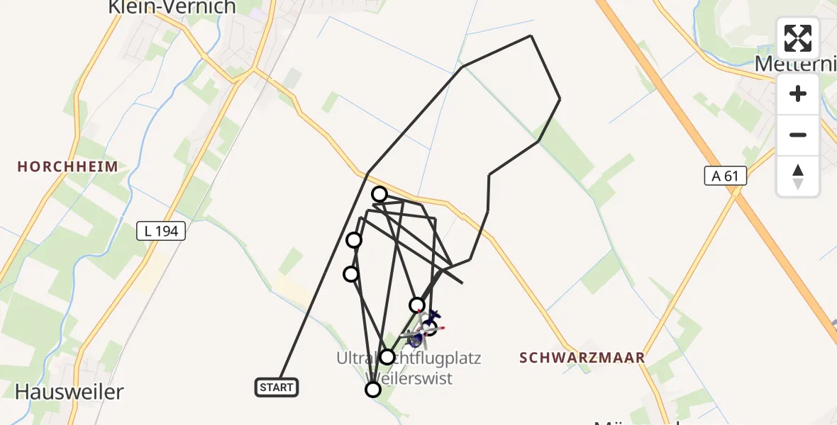 Flugroute Polizeihubschrauber Weilerswist - Weilerswist UL, 09 Oktober 2026, 09:18