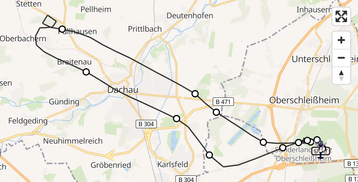 Flugroute Polizeihubschrauber Oberschleißheim - Oberschleißheim, 09 Oktober 2026, 09:31