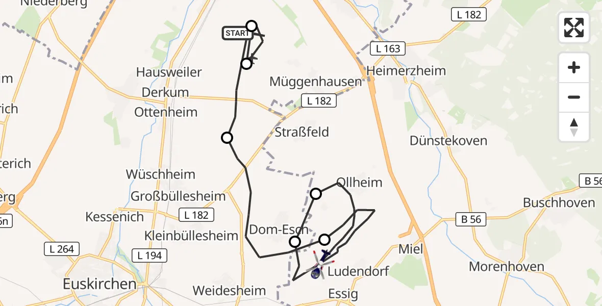 Flugroute Polizeihubschrauber Weilerswist - Swisttal, 09 Oktober 2026, 09:39