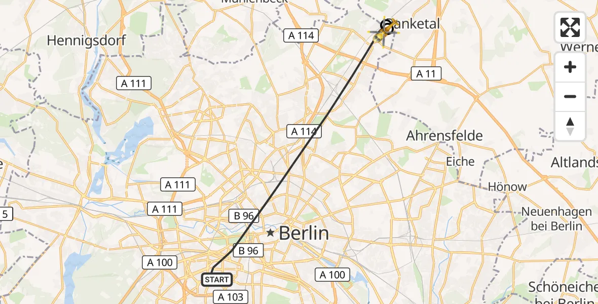 Flugroute Rettungshubschrauber Berlin - Berlin, 09 Oktober 2026, 10:01