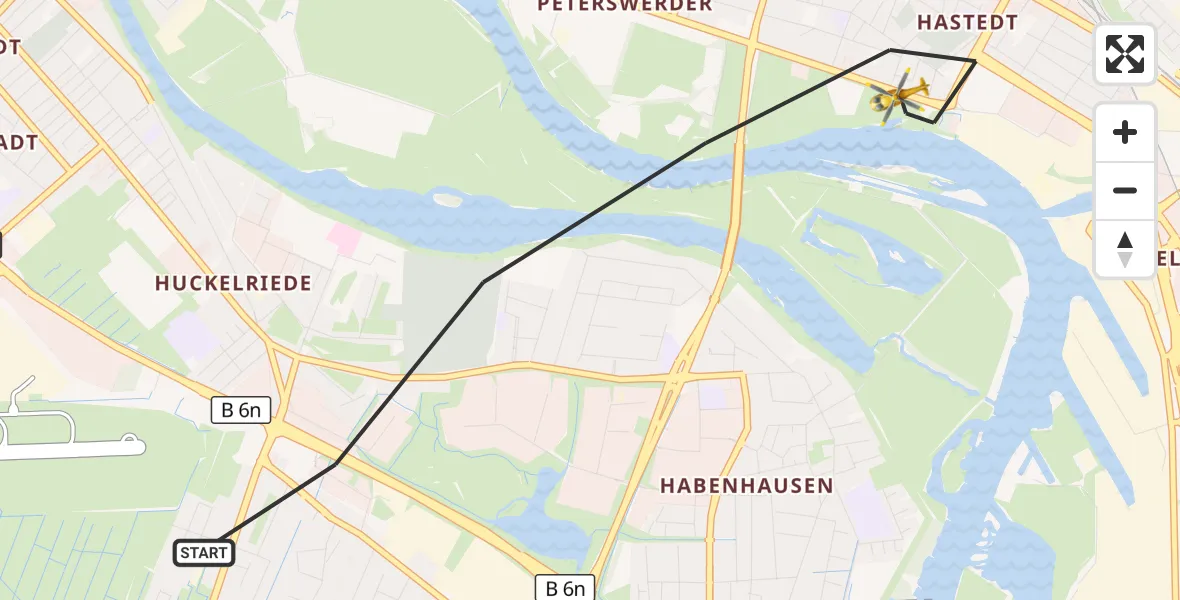 Flugroute Rettungshubschrauber Bremen - Bremen, 09 Oktober 2026, 10:06