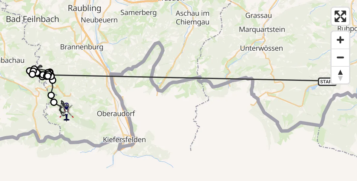 Flugroute Polizeihubschrauber Ruhpolding - Oberaudorf, 09 Oktober 2026, 10:13