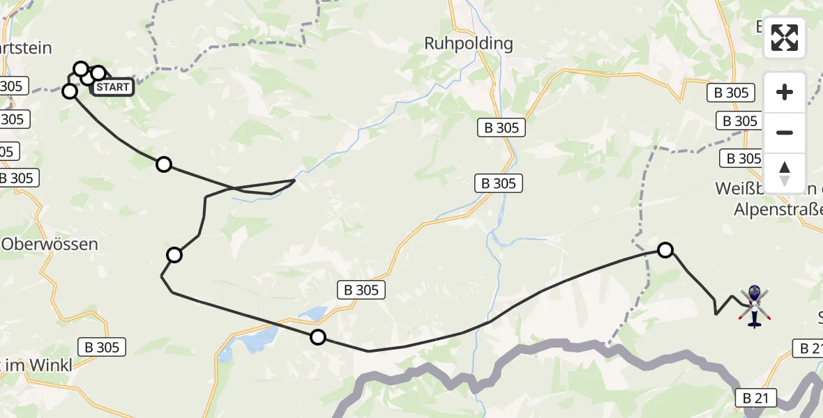Flugroute Polizeihubschrauber Unterwössen - Schneizlreuth, 09 Oktober 2026, 10:14