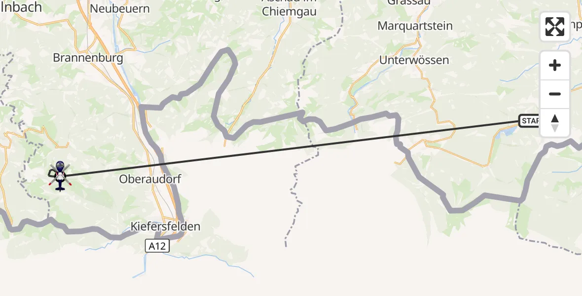 Flugroute Polizeihubschrauber Ruhpolding - Oberaudorf, 09 Oktober 2026, 10:50