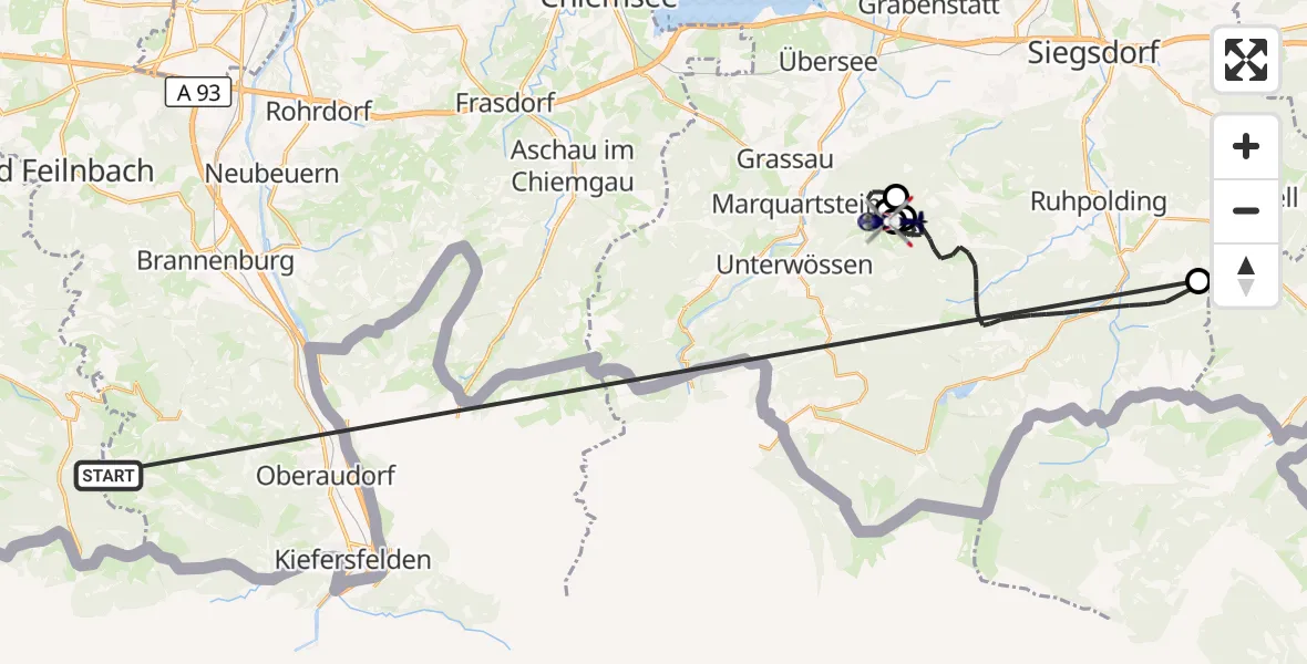 Flugroute Polizeihubschrauber Kiefersfelden - Staudach-Egerndach, 09 Oktober 2026, 10:55