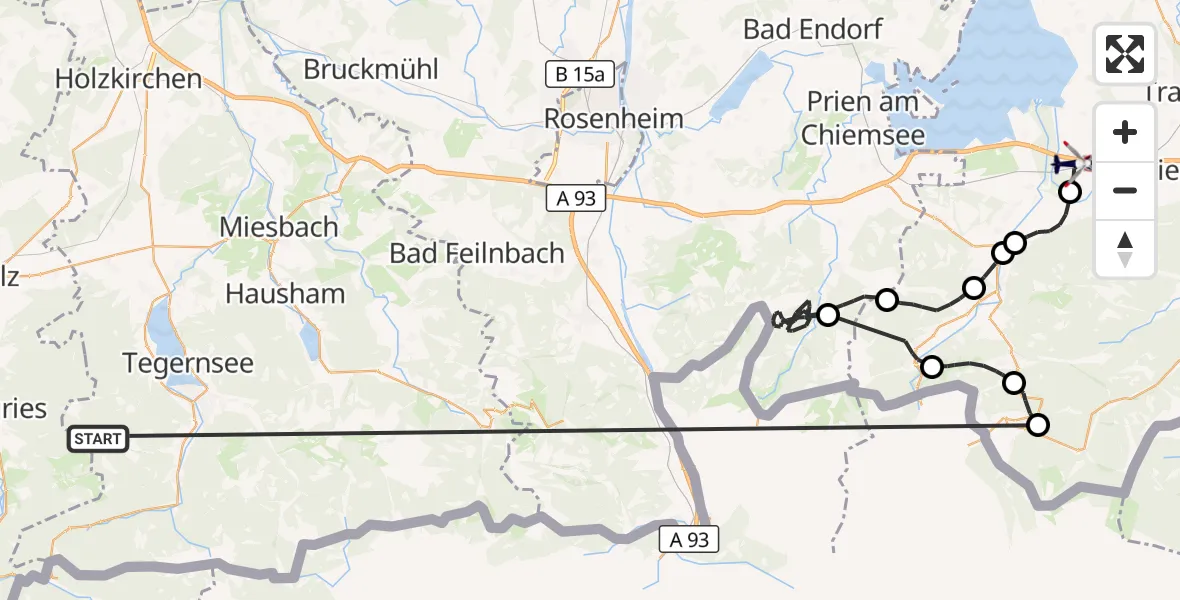 Flugroute Polizeihubschrauber Kreuth - Grabenstätt, 09 Oktober 2026, 10:55