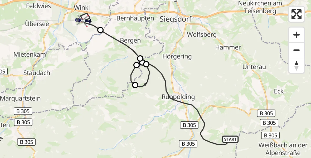Flugroute Polizeihubschrauber Ruhpolding - Grabenstätt, 09 Oktober 2026, 11:06