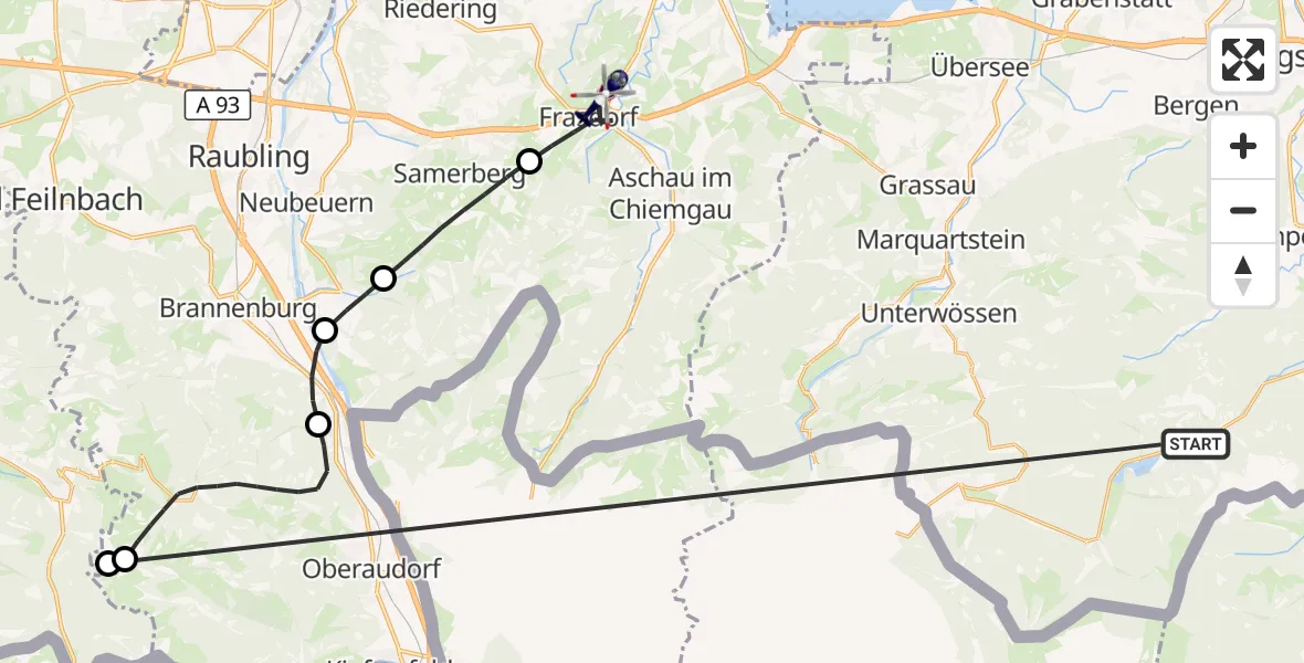 Flugroute Polizeihubschrauber Ruhpolding - Frasdorf, 09 Oktober 2026, 11:08