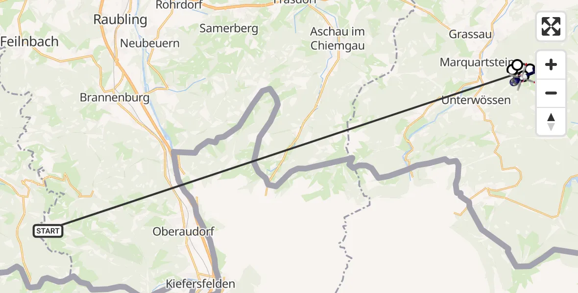 Flugroute Polizeihubschrauber Kiefersfelden - Unterwössen, 09 Oktober 2026, 11:11