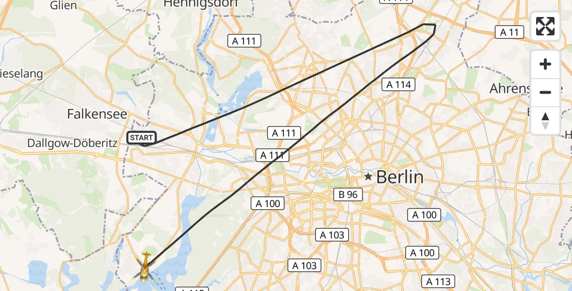 Flugroute Rettungshubschrauber Berlin - Berlin, 09 Oktober 2026, 11:13