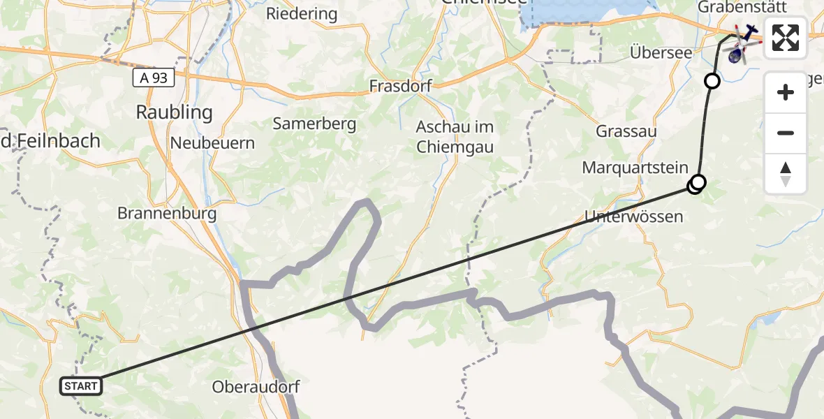 Flugroute Polizeihubschrauber Kiefersfelden - Grabenstätt, 09 Oktober 2026, 11:15