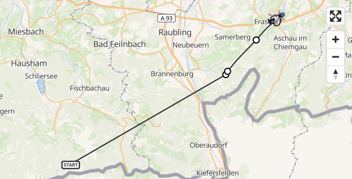 Flugroute Polizeihubschrauber Schliersee - Frasdorf, 09 Oktober 2026, 11:15