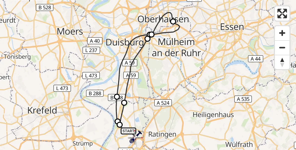 Flugroute Polizeihubschrauber Düsseldorf Flughafen - Düsseldorf Flughafen, 09 Oktober 2026, 11:38