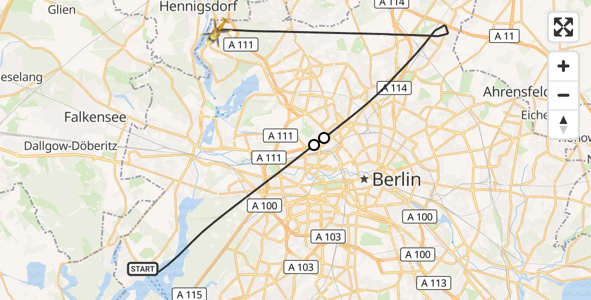 Flugroute Rettungshubschrauber Berlin - Berlin, 09 Oktober 2026, 11:56