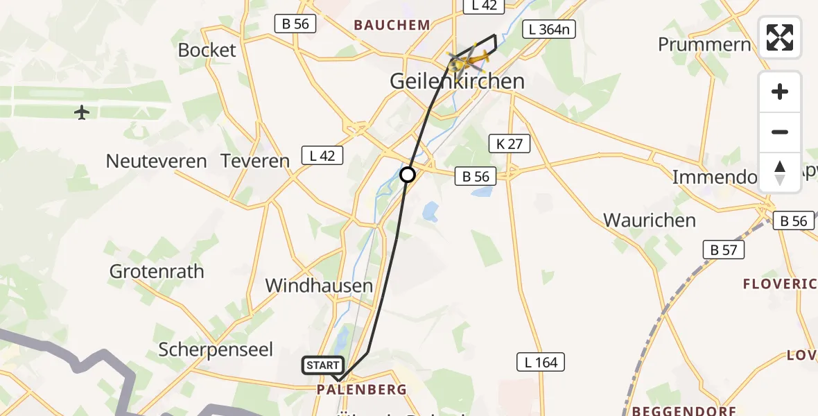 Flugroute Rettungshubschrauber Übach-Palenberg - Geilenkirchen, 09 Oktober 2026, 12:18