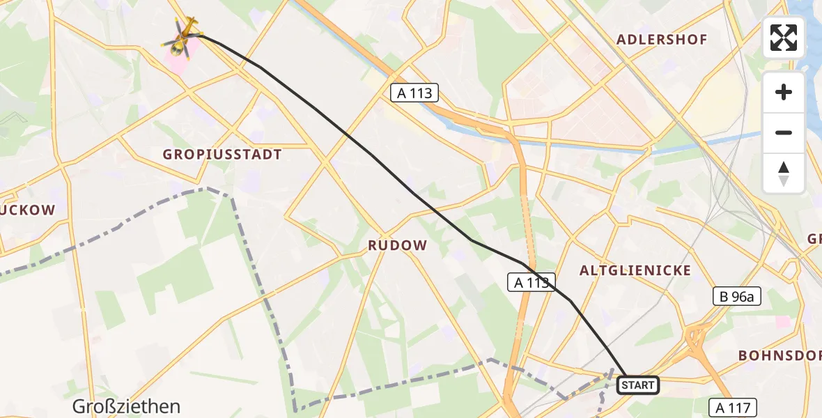 Flugroute Rettungshubschrauber Berlin - Berlin, 09 Oktober 2026, 13:30
