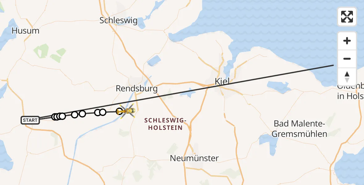 Flugroute Ambulanzhubschrauber Heide - Hörsten, 09 Oktober 2026, 13:36
