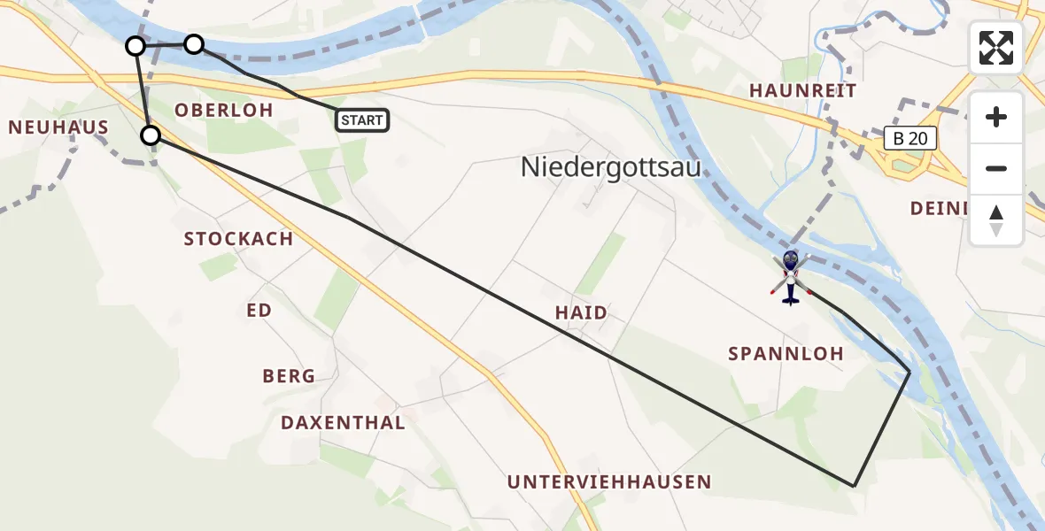 Flugroute Polizeihubschrauber Haiming - Haiming, 09 Oktober 2026, 13:46