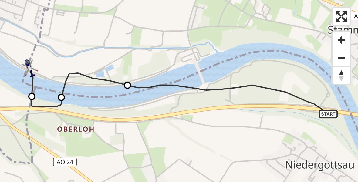Flugroute Polizeihubschrauber Haiming - Marktl, 09 Oktober 2026, 13:57