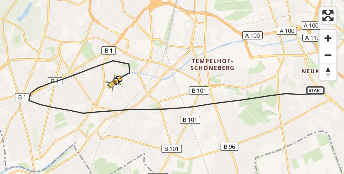 Flugroute Rettungshubschrauber Berlin - Charité Clinic Benjamin Franklin Campus, 09 Oktober 2026, 14:19