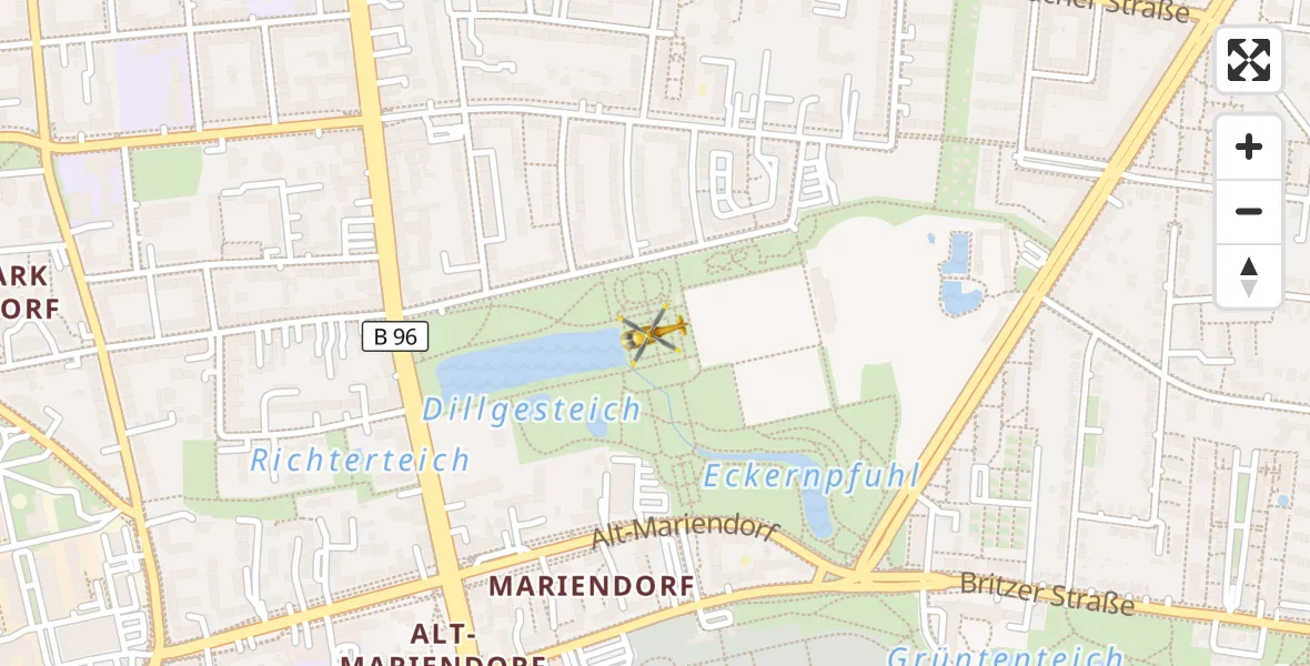 Flugroute Rettungshubschrauber Berlin - Berlin, 09 Oktober 2026, 14:40