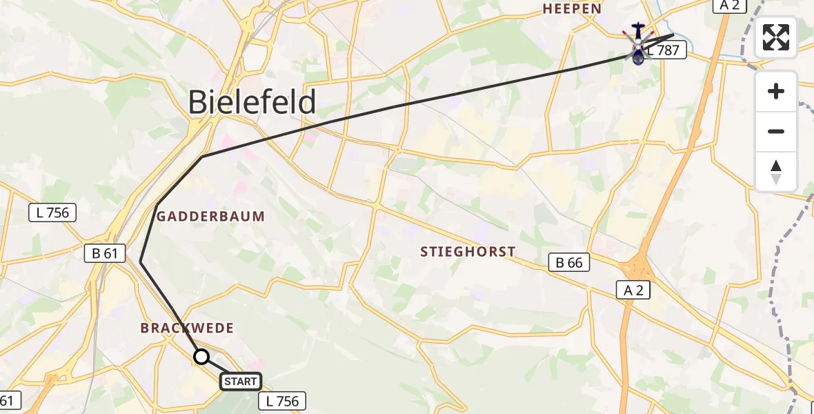 Flugroute Polizeihubschrauber Luftrettungszentrum Bielefeld - Bielefeld, 09 Oktober 2026, 15:52