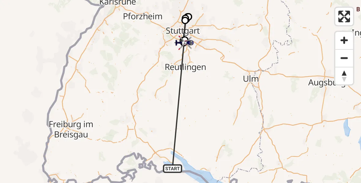 Flugroute Polizeihubschrauber Reichenau - Flughafen Stuttgart, 09 Oktober 2026, 19:10