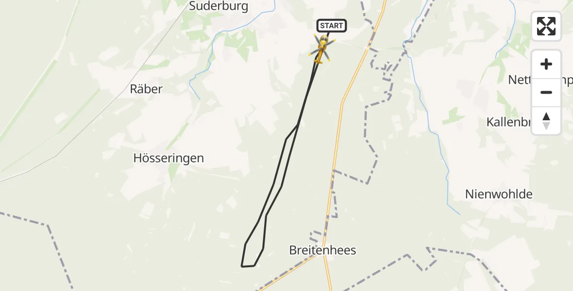 Flugroute Rettungshubschrauber Suderburg - Suderburg, 10 Oktober 2026, 07:44
