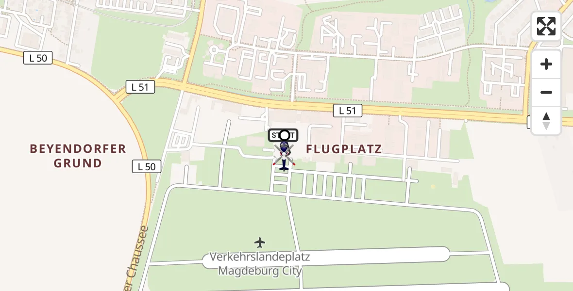 Flugroute Polizeihubschrauber Magdeburg - Magdeburg City Flugplatz, 10 Oktober 2026, 08:21