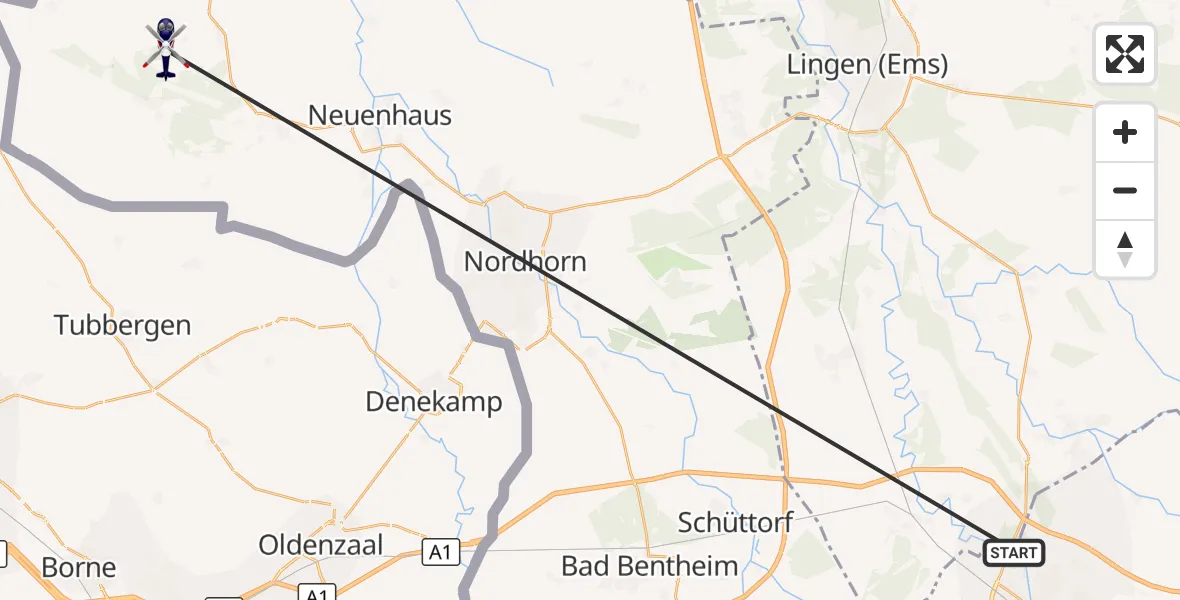 Flugroute Polizeihubschrauber Rheine - Wilsum, 10 Oktober 2026, 08:22