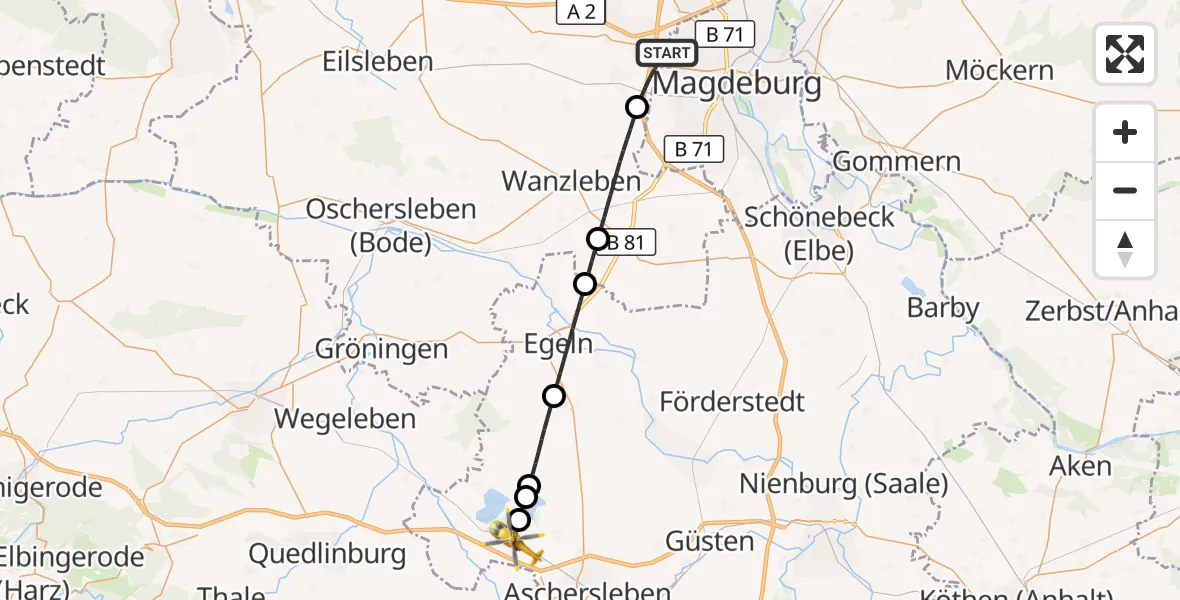 Flugroute Rettungshubschrauber Hohe Börde - Seeland, 10 Oktober 2026, 08:30