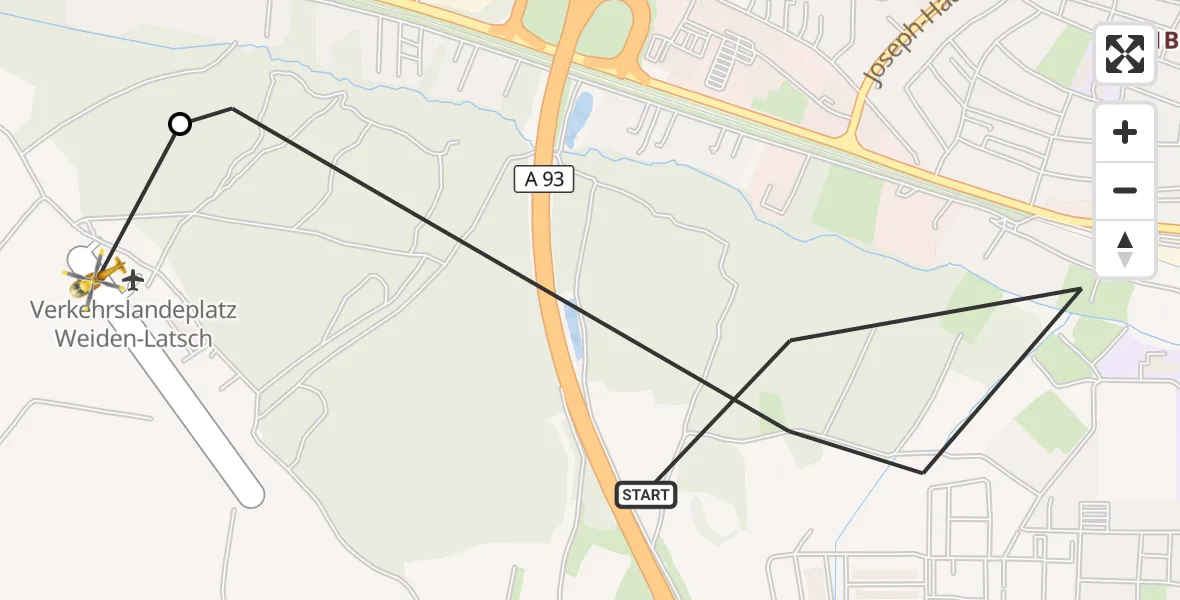 Flugroute Ambulanzhubschrauber Weiden i.d.OPf. - Weiden in der Oberpfalz Flugplatz, 10 Oktober 2026, 08:58