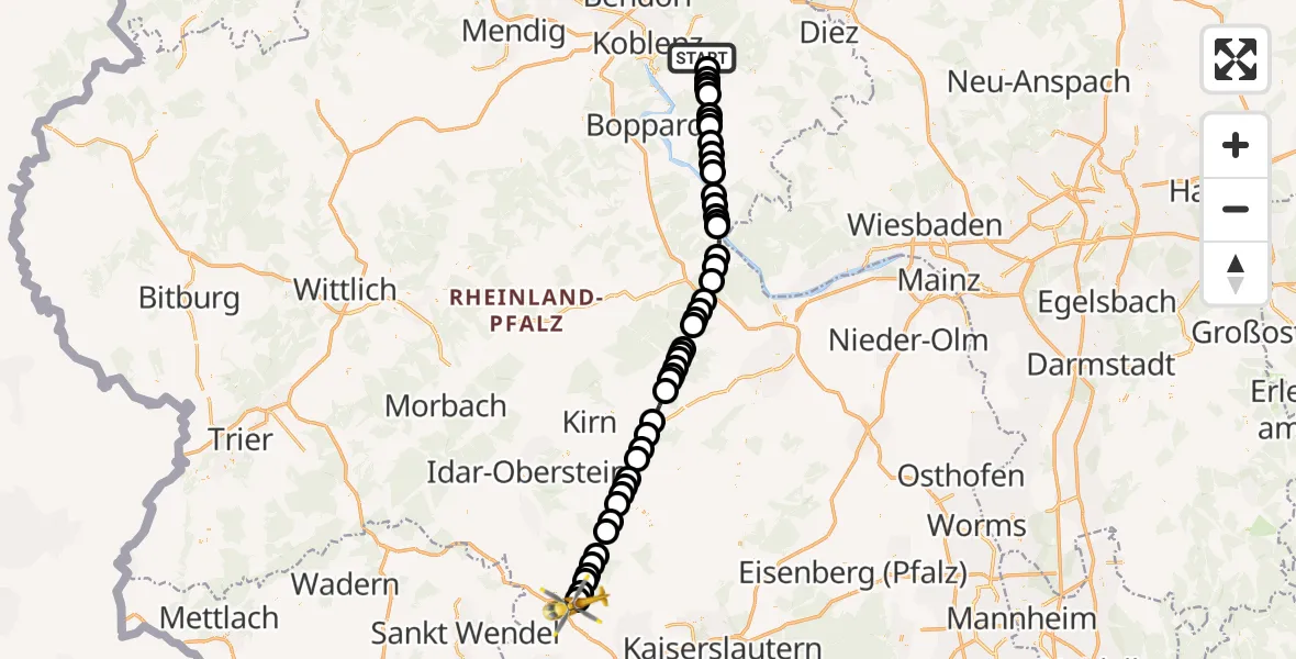 Flugroute Rettungshubschrauber Bad Ems - Etschberg, 10 Oktober 2026, 09:29