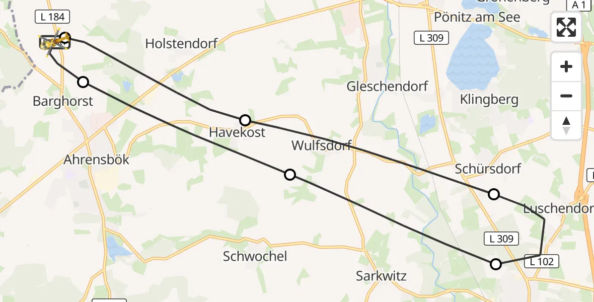 Flugroute Rettungshubschrauber Christoph 12 Luftrettungszentrum - Christoph 12 Luftrettungszentrum, 10 Oktober 2026, 10:16