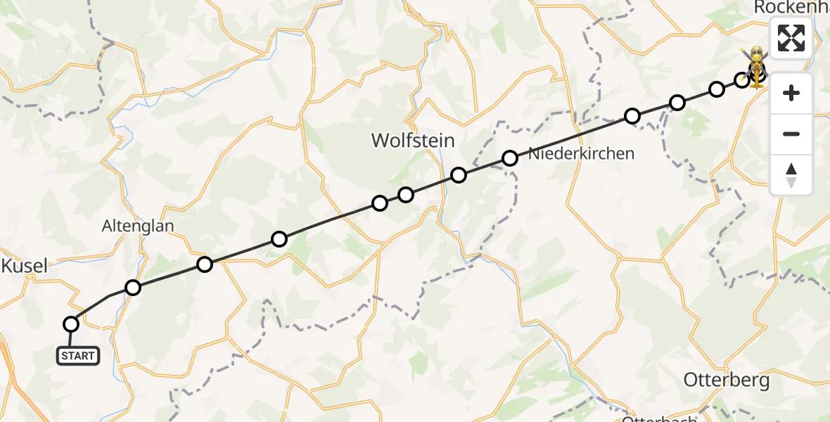 Flugroute Rettungshubschrauber Etschberg - Rockenhausen, 10 Oktober 2026, 10:25