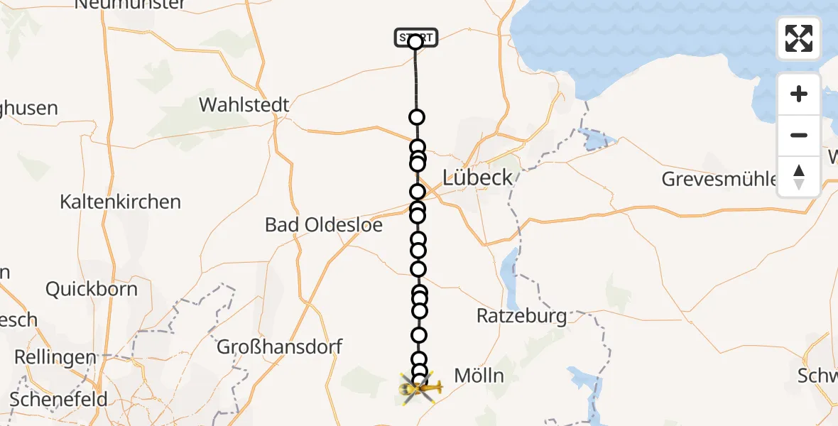 Flugroute Rettungshubschrauber Christoph 12 Luftrettungszentrum - Borstorf, 10 Oktober 2026, 11:07