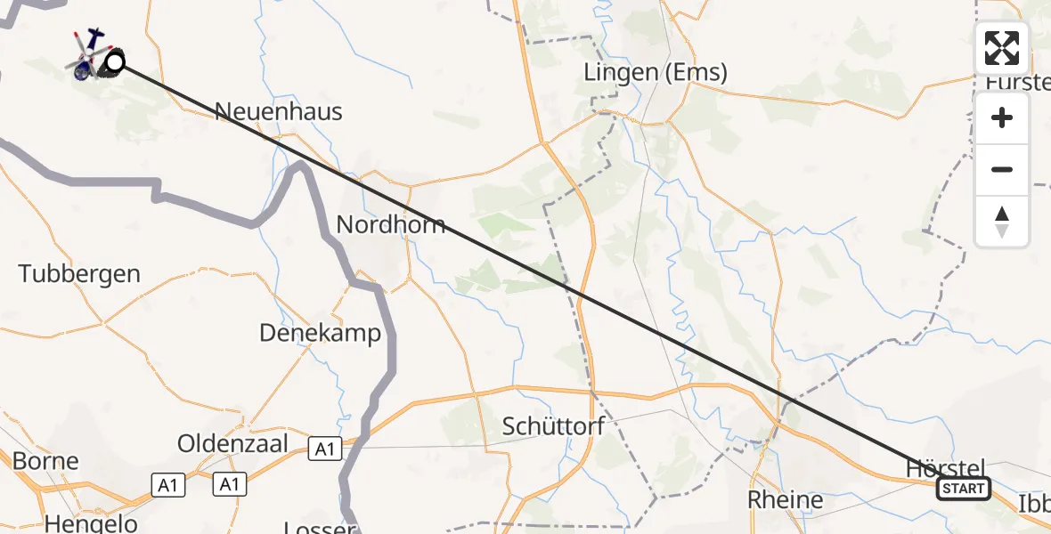 Flugroute Polizeihubschrauber Hörstel - Wilsum, 10 Oktober 2026, 11:43