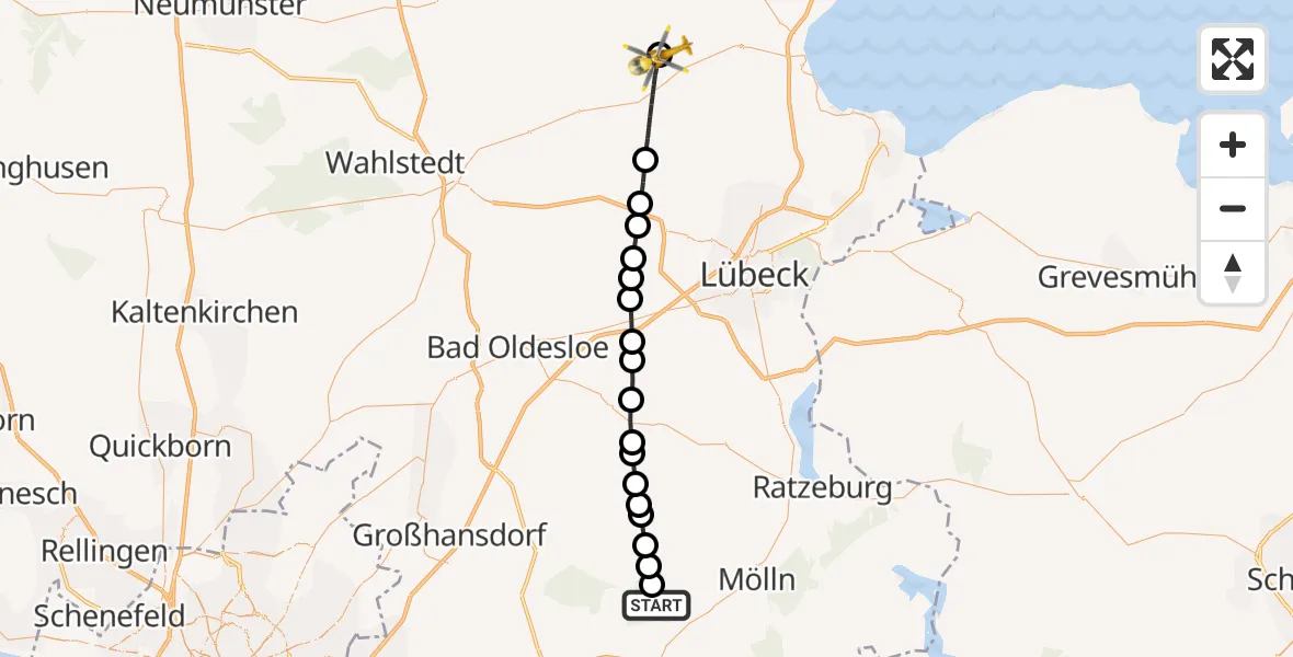 Flugroute Rettungshubschrauber Borstorf - Christoph 12 Luftrettungszentrum, 10 Oktober 2026, 11:48