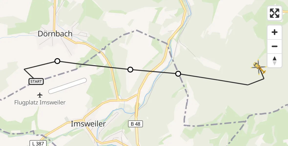 Flugroute Rettungshubschrauber Rockenhausen - Rockenhausen, 10 Oktober 2026, 12:23