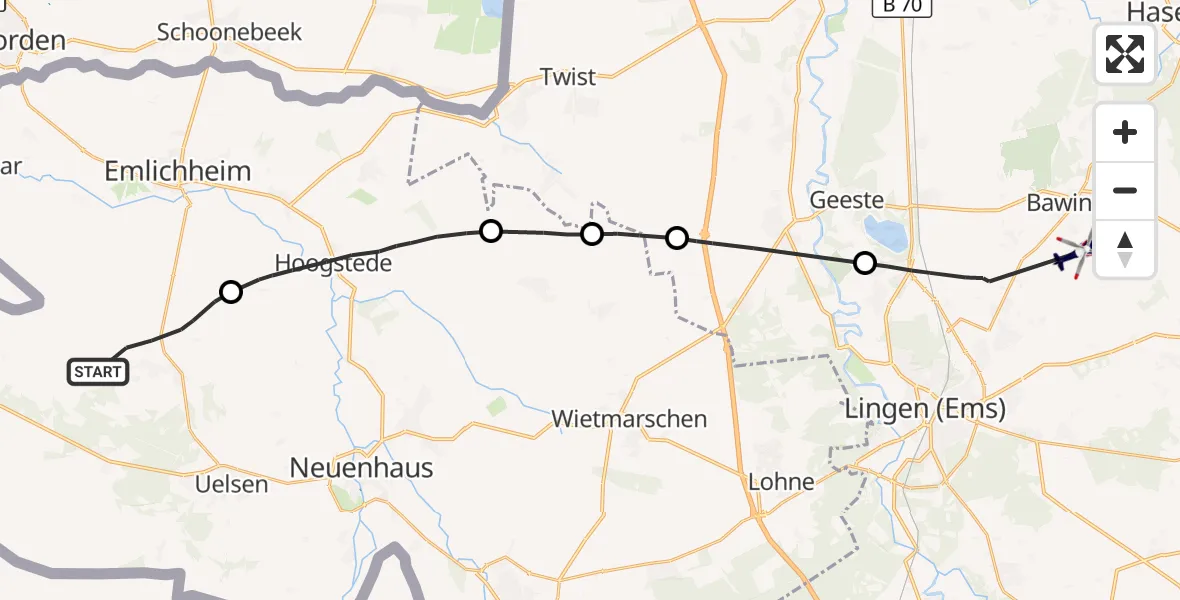 Flugroute Polizeihubschrauber Wilsum - Bawinkel, 10 Oktober 2026, 12:41