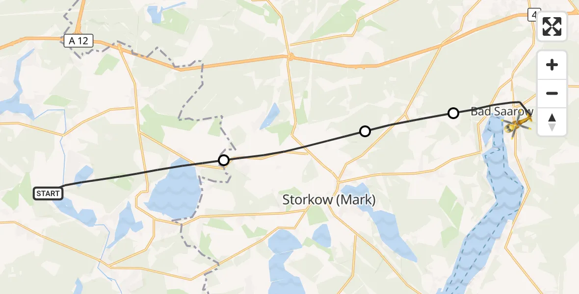Flugroute Rettungshubschrauber Heidesee - Bad Saarow, 10 Oktober 2026, 13:55