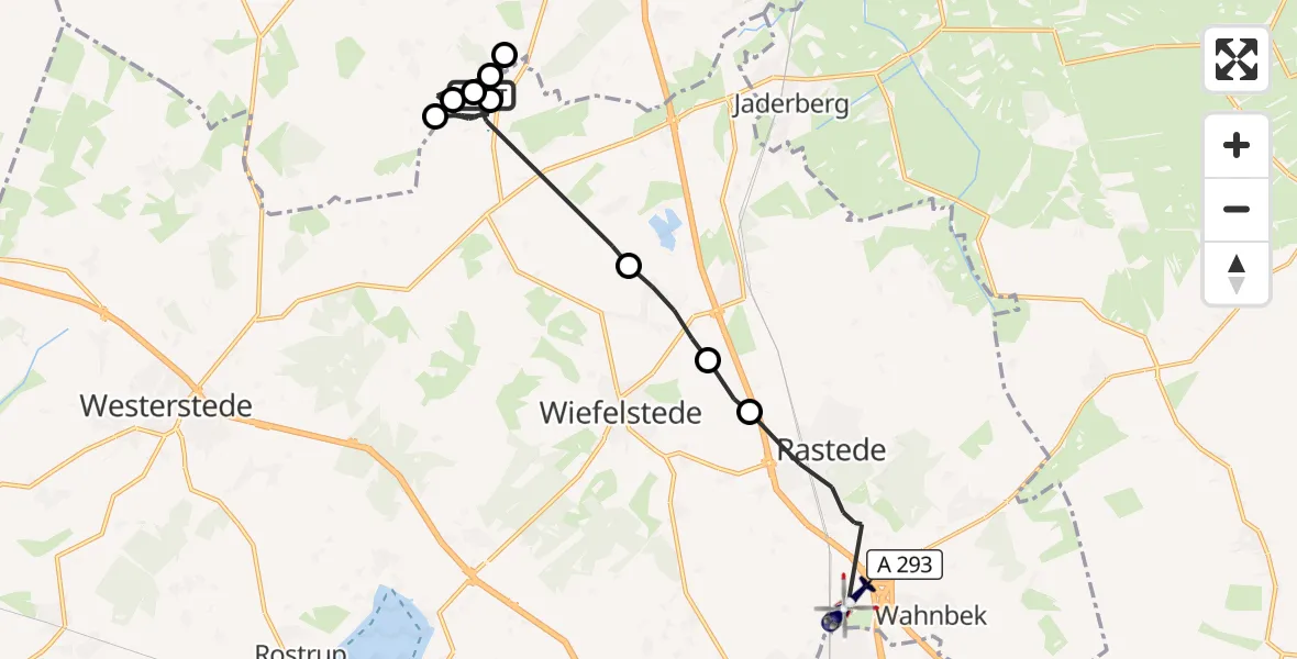 Flugroute Polizeihubschrauber Wiefelstede - Rastede, 10 Oktober 2026, 14:50