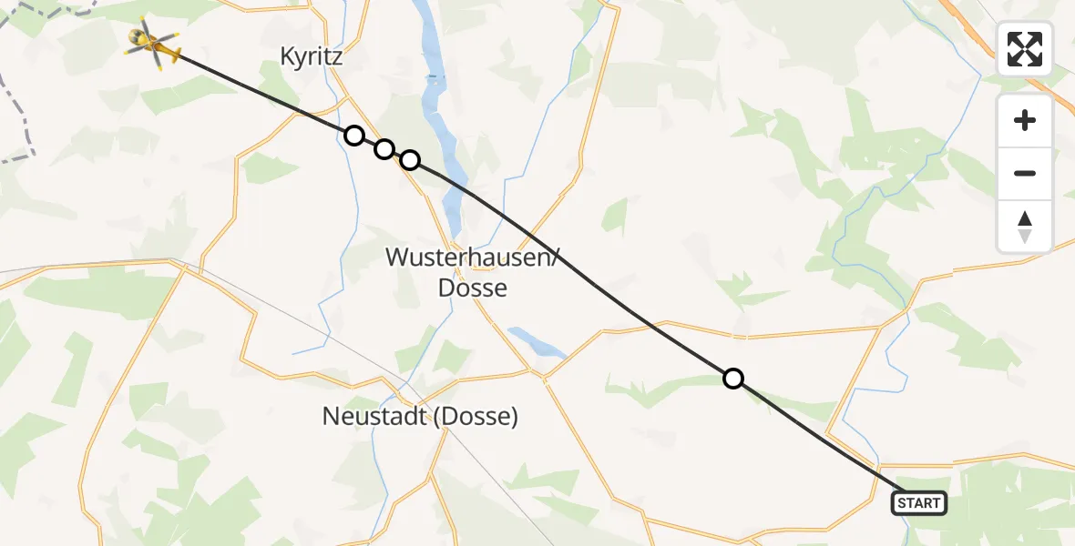 Flugroute Rettungshubschrauber Temnitztal - Kyritz, 10 Oktober 2026, 16:01