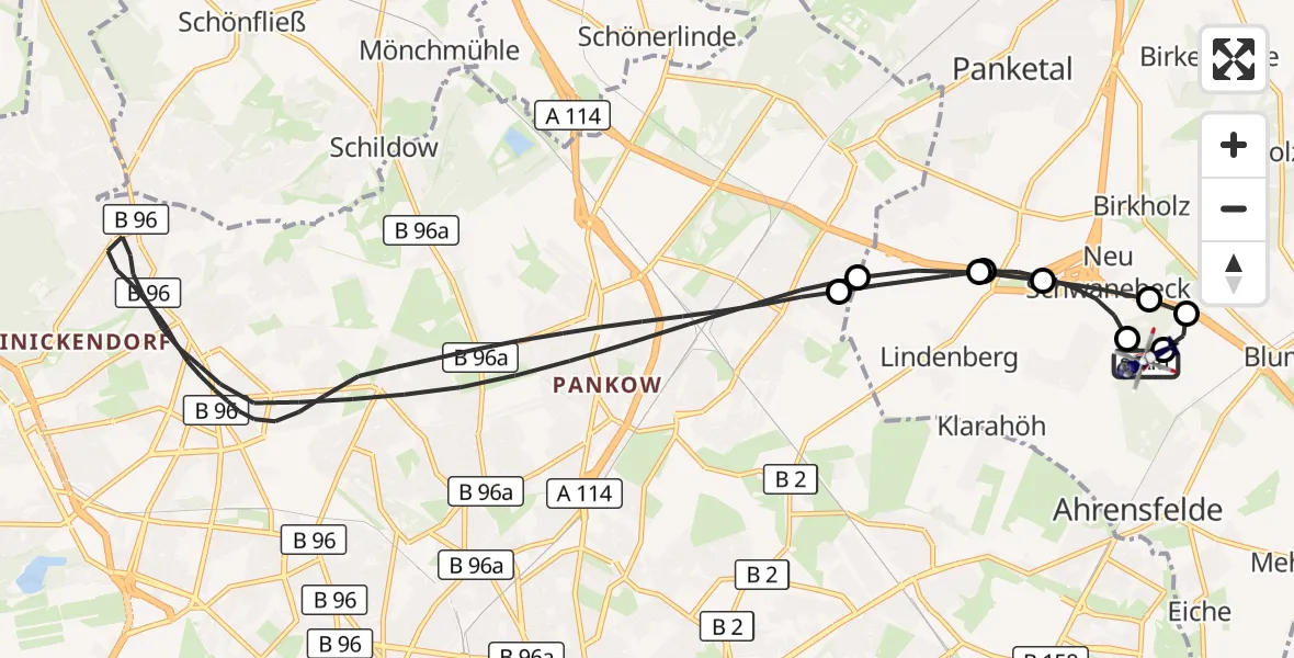 Flugroute Polizeihubschrauber Ahrensfelde Hubschrauberlandeplatz - Ahrensfelde Hubschrauberlandeplatz, 10 Oktober 2026, 16:28