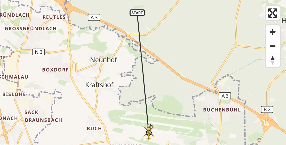 Flugroute Rettungshubschrauber Neunhofer Forst - Flughafen Nuremberg, 10 Oktober 2026, 16:44