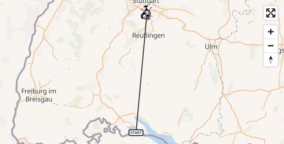 Flugroute Polizeihubschrauber Reichenau - Flughafen Stuttgart, 10 Oktober 2026, 18:01