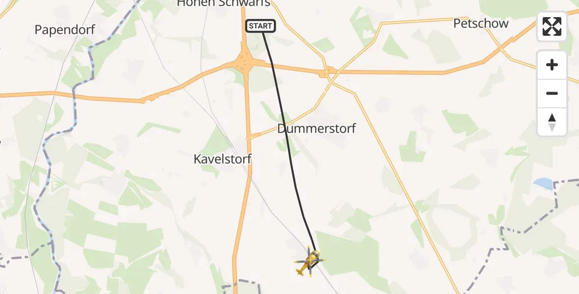 Flugroute Ambulanzhubschrauber Dummerstorf - Dummerstorf, 11 Oktober 2026, 07:54